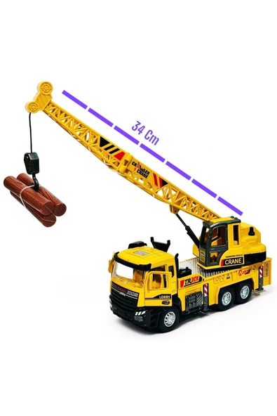 Dayanıklı ve Gerçekçi Tasarım: 1:28 Metal Kule Vinç Oyuncağı Sesli Işıklı Çek Bırak - 3