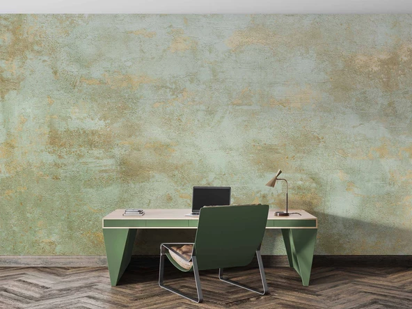 Eskitme Yeşil Duvar Temalı Duvar Kağıdı - Resim 4