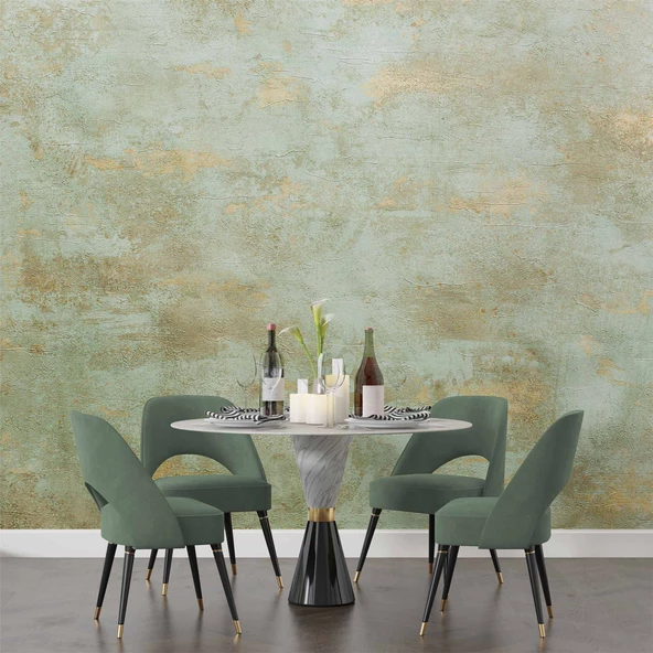 Eskitme Yeşil Duvar Temalı Duvar Kağıdı - Resim 5