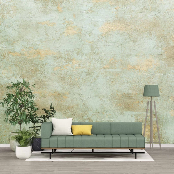 Eskitme Yeşil Duvar Temalı Duvar Kağıdı ürün görseli