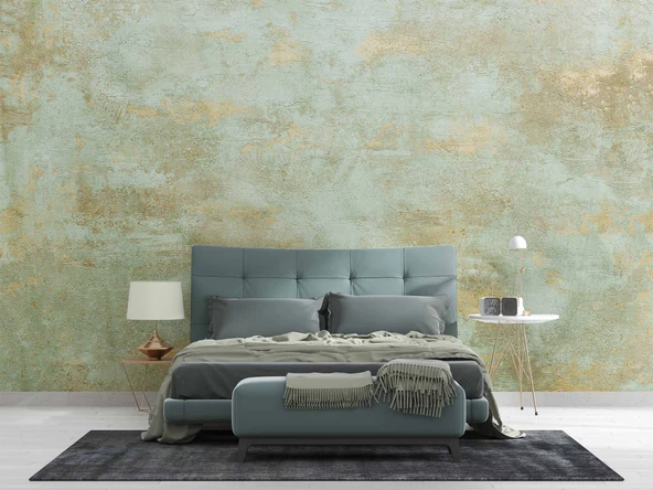 Eskitme Yeşil Duvar Temalı Duvar Kağıdı - Resim 2