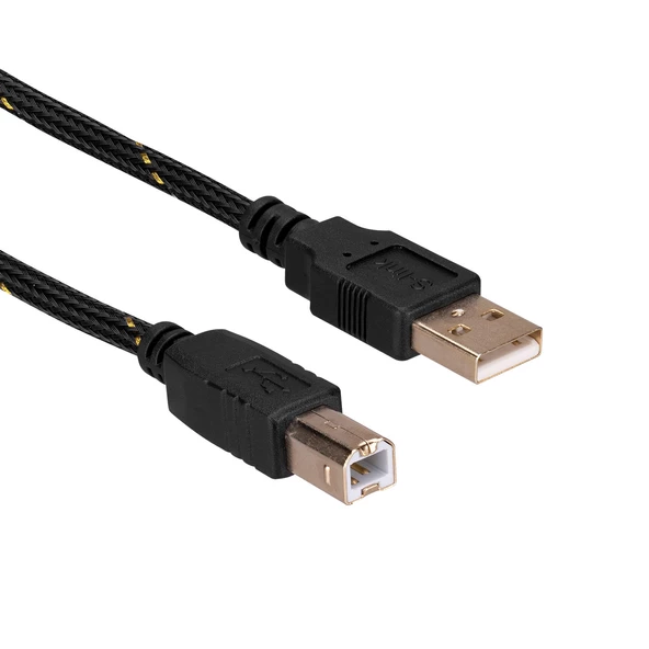 Yazıcı Kablo 1,5 Metre Gold USB 2.0 Kılıflı S-link SLX-970