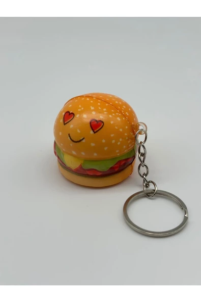 Pofuduk Anahtarlık Donut - Hamburger - Patates - Kek Anahtarlık Dörtlü 4'lü Set - 4