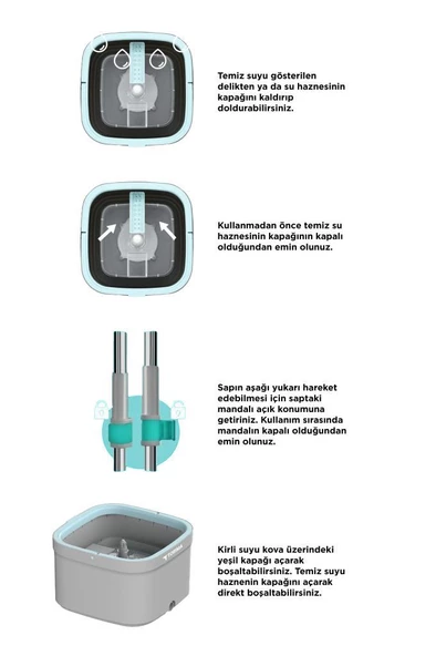 Torima TMP-02 Temiz Kirli Suyu Ayıran Otomatik Temizlik Seti 3 + Extra Mop Bezli Paspas - 3