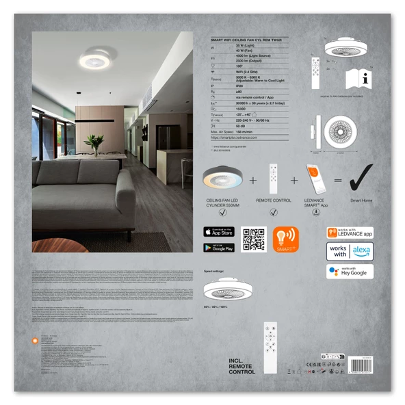 LEDVANCE SMART LED LED FANLI TAVAN ARMATÜRÜ GRİ - 3