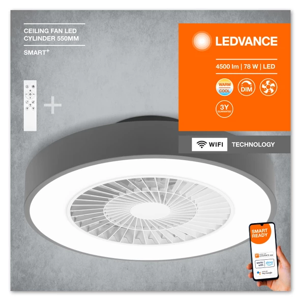 LEDVANCE SMART LED LED FANLI TAVAN ARMATÜRÜ GRİ - 5