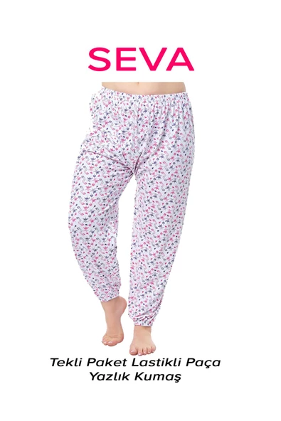Kadın %100 Pamuklu Anne Paçalı Don, YAZLIK Çiçek Desenli Emprime Pijama Paça Lastikli Battal