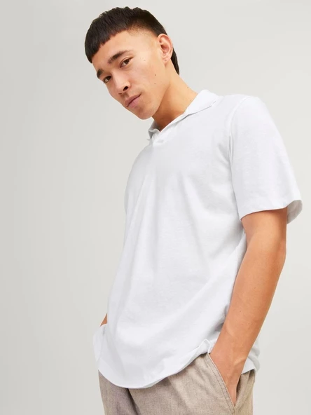 JJESUMMER LINEN POLO SS LN White White S - 4