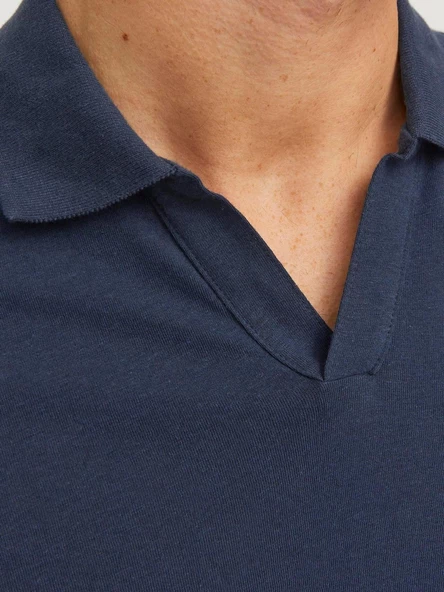 JJESUMMER LINEN POLO SS LN Navy Navy M - 6