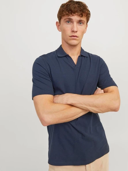 JJESUMMER LINEN POLO SS LN Navy Navy M - 3