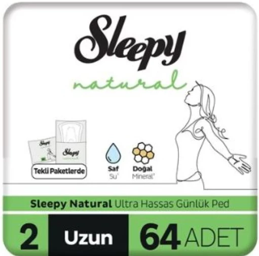 Sleepy Natural Uzun 64'lü 2 Adet Günlük Ped