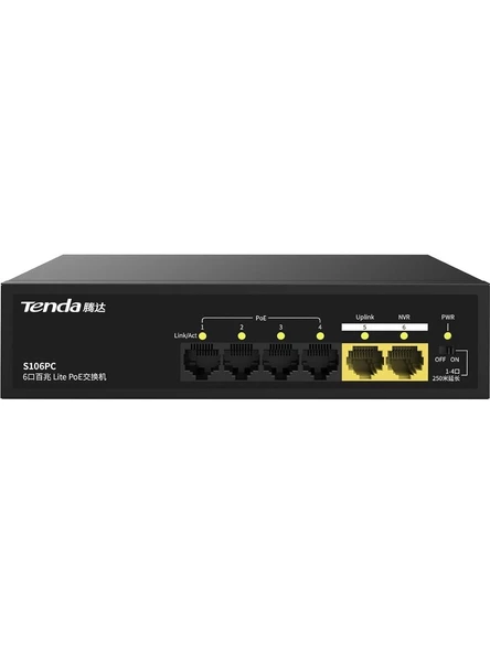 Tenda S106PC 10/100Mbps 4port POE 2 uplink Switch