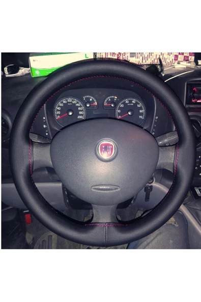 ucuzdukkan28 Peugeot 307 Soft Düz Deri Dikme Direksiyon Kılıfı İpli ve İğneli Kırmızı - 2