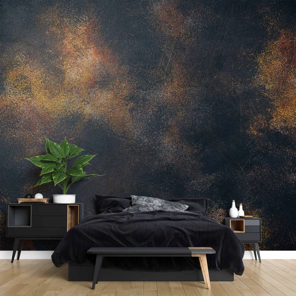 3 Boyutlu Siyah Altın Duvar Dokusu Duvar Kağıdı - Resim 2