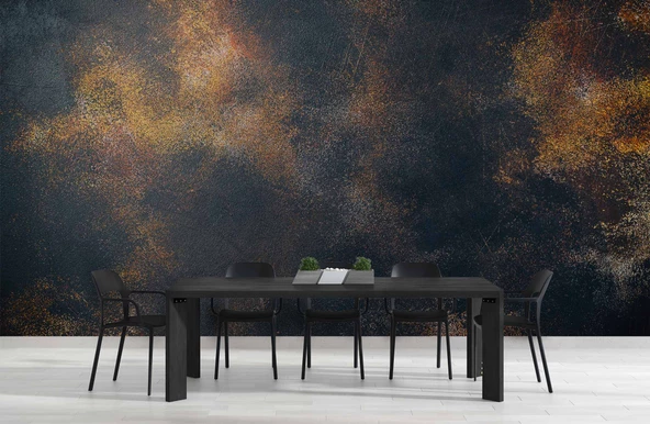 3 Boyutlu Siyah Altın Duvar Dokusu Duvar Kağıdı - Resim 5