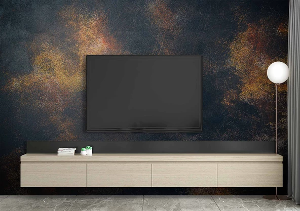 3 Boyutlu Siyah Altın Duvar Dokusu Duvar Kağıdı - Resim 3