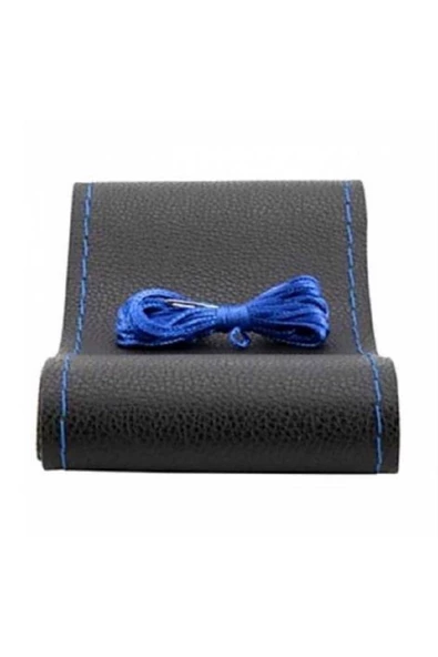 ucuzdukkan28 Lada Priora Soft Düz Deri Dikme Direksiyon Kılıfı İpli ve İğneli Mavi - 2