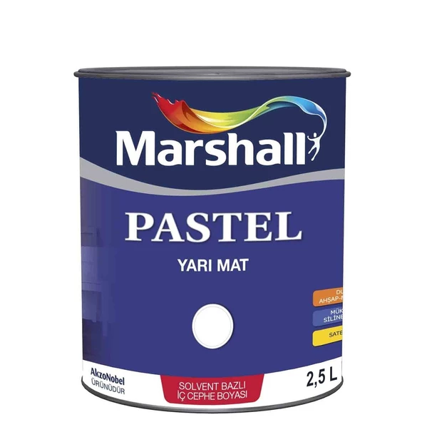 Marshall Pastel Yarı Mat Boyası Fuşya Çiçeği 2,5 Lt (3,5 Kg)