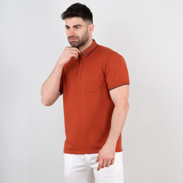 Cepli Petek Desen Likralı Erkek Polo Yaka T-Shirt - 6