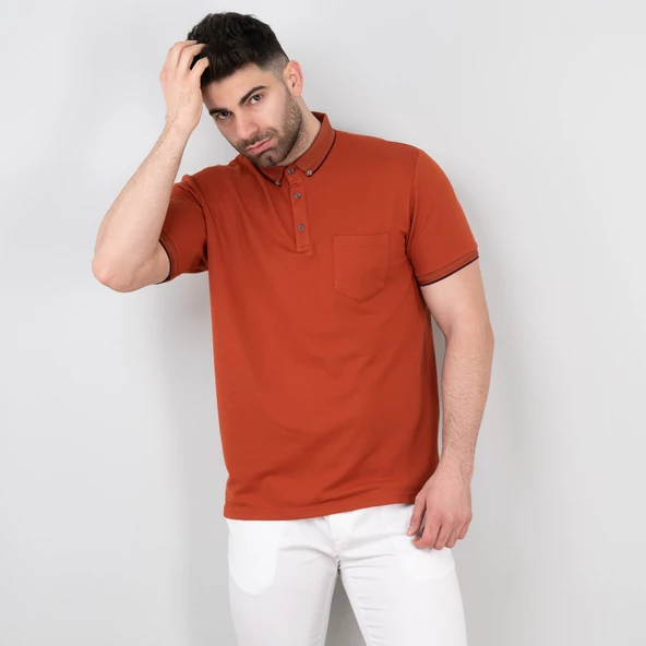 Cepli Petek Desen Likralı Erkek Polo Yaka T-Shirt - 4