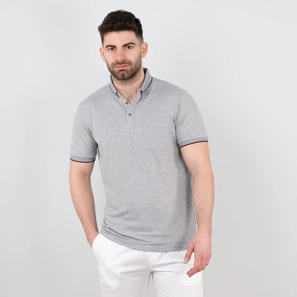 Cepli Petek Desen Likralı Erkek Polo Yaka T-Shirt - 9