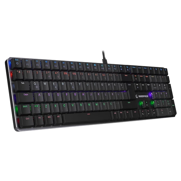 Rampage GRANITE PRO Rainbow Red Switch Low Profile Siyah/Gri Mekanik Gaming Klavye