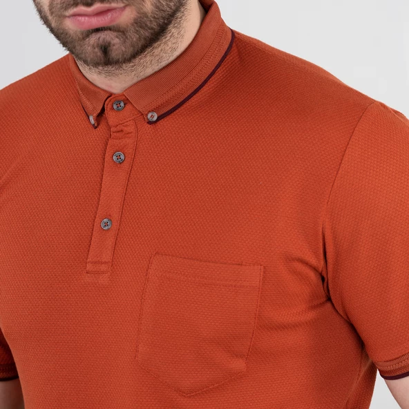 Cepli Petek Desen Likralı Erkek Polo Yaka T-Shirt - 7