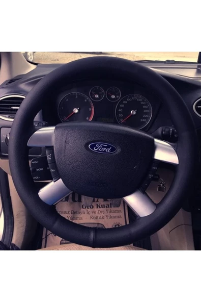 ucuzdukkan28 Mazda Mazda5 Soft Düz Deri Dikme Direksiyon Kılıfı İpli ve İğneli Siyah - 2