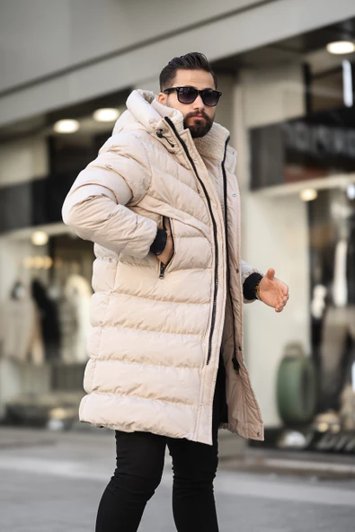 Kapüşonlu Uzun Erkek Şişme Mont 1150 - 3
