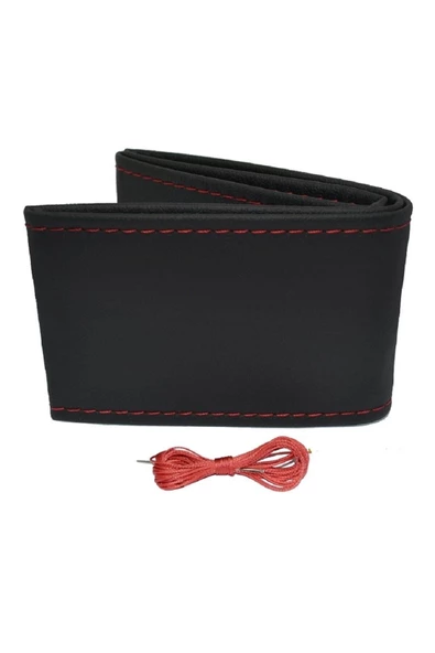 ucuzdukkan28 Mercedes 140 Soft Düz Deri Dikme Direksiyon Kılıfı İpli ve İğneli Kırmızı