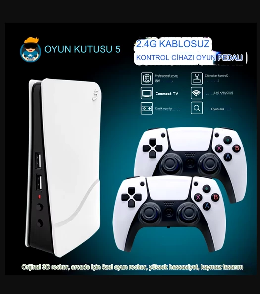 HD Çıkış Retro Klasik Oyun Konsolu Kablosuz Denetleyici Oyun İstasyonu PS5 tarzı 3D 4K 128 GB Hediye - 2