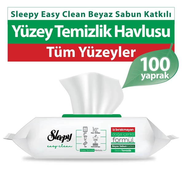 Sleepy Easy Clean Yüzey Temizlik Havlusu 100 Yaprak Beyaz Sabun Katkılı - 2