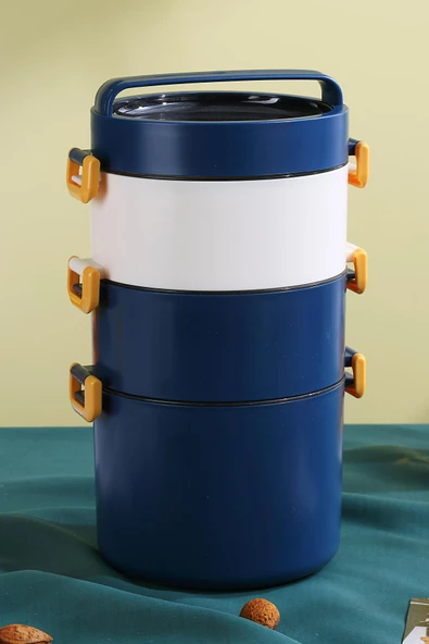 Vagonlife Lunch Box 3 Katlı Büyük Boy 1800 ML Ofis-Okul İçin Yeni Nesil Sefer Tası-FFLBOX3KAT1800ML - 3