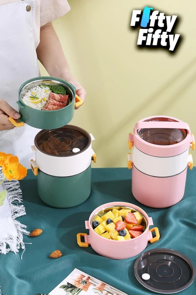 Vagonlife Lunch Box 3 Katlı Büyük Boy 1800 ML Ofis-Okul İçin Yeni Nesil Sefer Tası-FFLBOX3KAT1800ML - 8