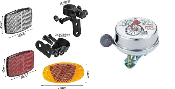 BİSİKLET ÇELİK ZİL YWS & REFLEKTÖR SETİ