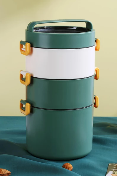 Vagonlife Lunch Box 3 Katlı Büyük Boy 1800 ML Ofis-Okul İçin Yeni Nesil Sefer Tası-FFLBOX3KAT1800ML - 10