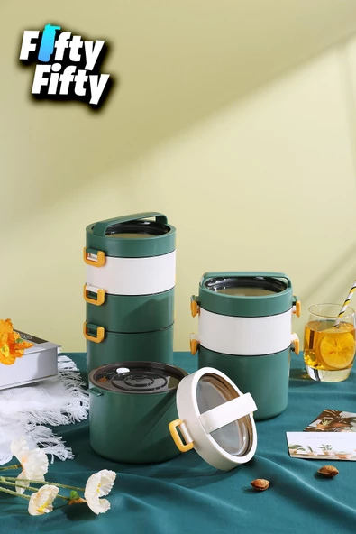 Vagonlife Lunch Box 3 Katlı Büyük Boy 1800 ML Ofis-Okul İçin Yeni Nesil Sefer Tası-FFLBOX3KAT1800ML - 6