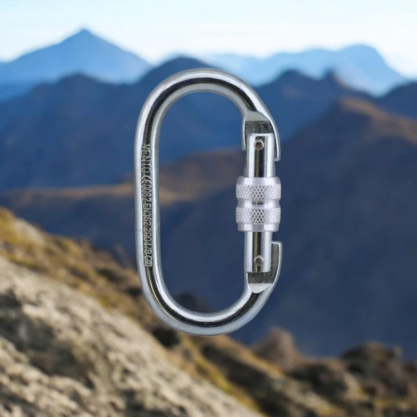Oval Karabina Kilitli 10 mm Kanca Paslanmaz Çelik Kilit Tırmanma Kamp Ekipman Tırmanış İp Askı Kilid - 8