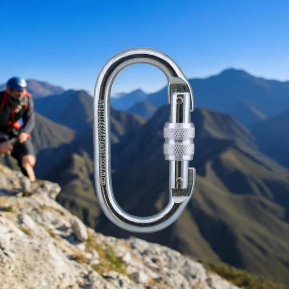 Oval Karabina Kilitli 10 mm Kanca Paslanmaz Çelik Kilit Tırmanma Kamp Ekipman Tırmanış İp Askı Kilid - 7