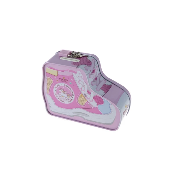 Kumbara Saatli Ayakkabı Desenli Kilitli Kumbara Pembe - 2