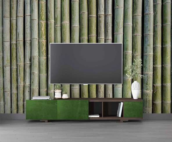 3 Boyutlu Bambu Duvar Temalı Duvar Kağıdı - Resim 3