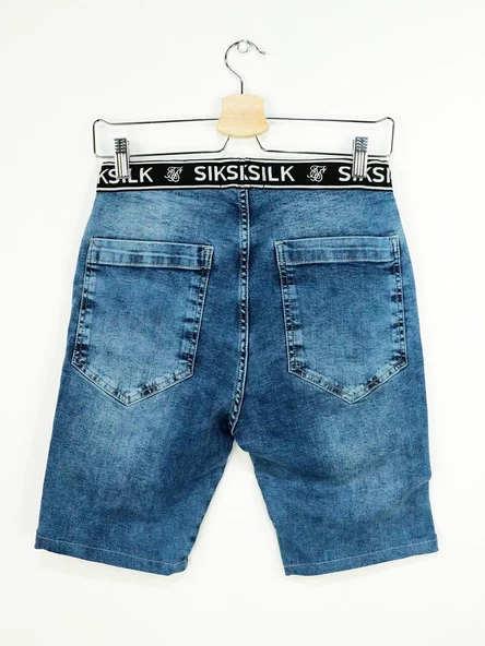 SikSilk Elastic Erkek Kot Şort Mavi - 2