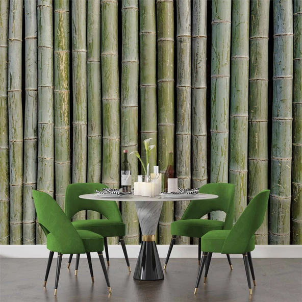 3 Boyutlu Bambu Duvar Temalı Duvar Kağıdı - Resim 5