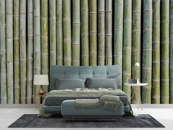 3 Boyutlu Bambu Duvar Temalı Duvar Kağıdı - Resim 2