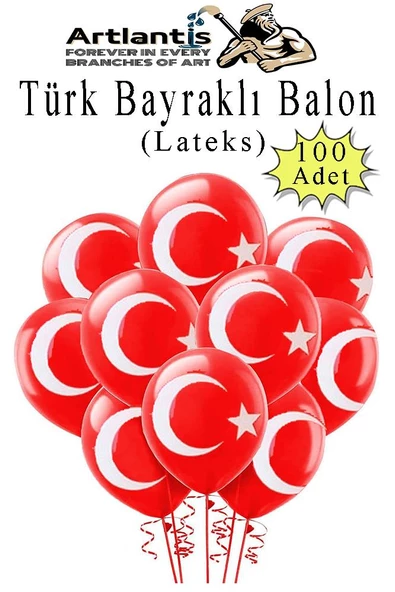 Türk Bayraklı Balon 100 Adet Ay Yıldızlı Balon Süsleme 29 Ekim 23 Nisan Kırmızı Beyaz Balon Bayrak Balon Bayram