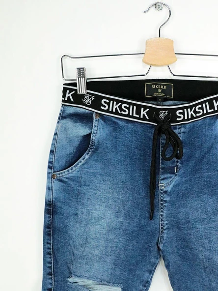 SikSilk Elastic Erkek Kot Şort Mavi - 3