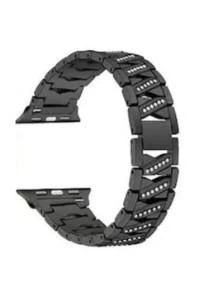 Apple Watch 1 2 3 4 5 6 Se 38/40 mm Uyumlu Paslanmaz Çelik Taşlı Kordon Kayış - 5
