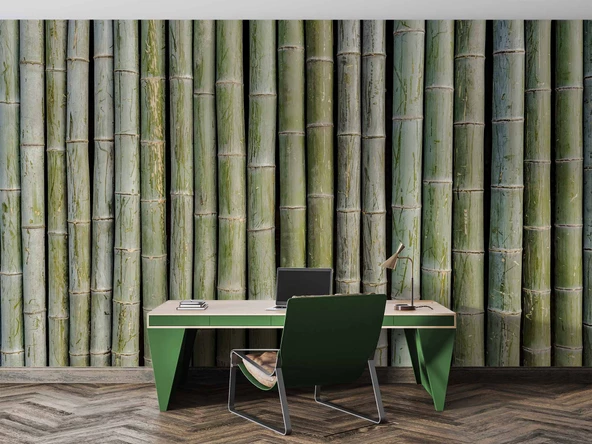 3 Boyutlu Bambu Duvar Temalı Duvar Kağıdı - Resim 4