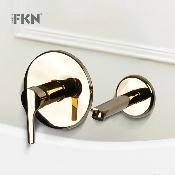 FKN Ankastre Yuvarlak Altın Lavabo Bataryası - 2