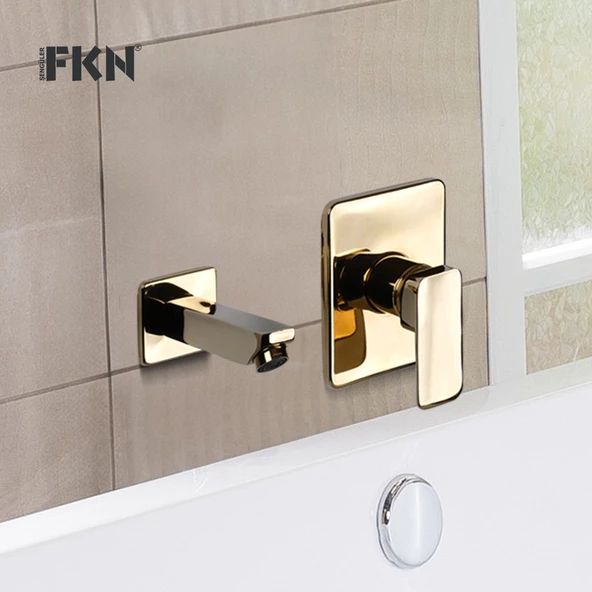 FKN Ankastre Kare Altın Lavabo Bataryası - Resim 2